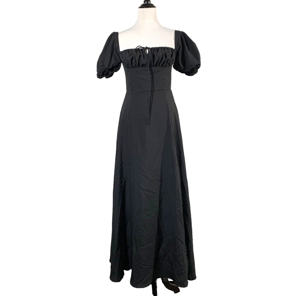 Shades of Silence Maxi Dress Black Size M Puff Sleeves Gothic Dark Romance